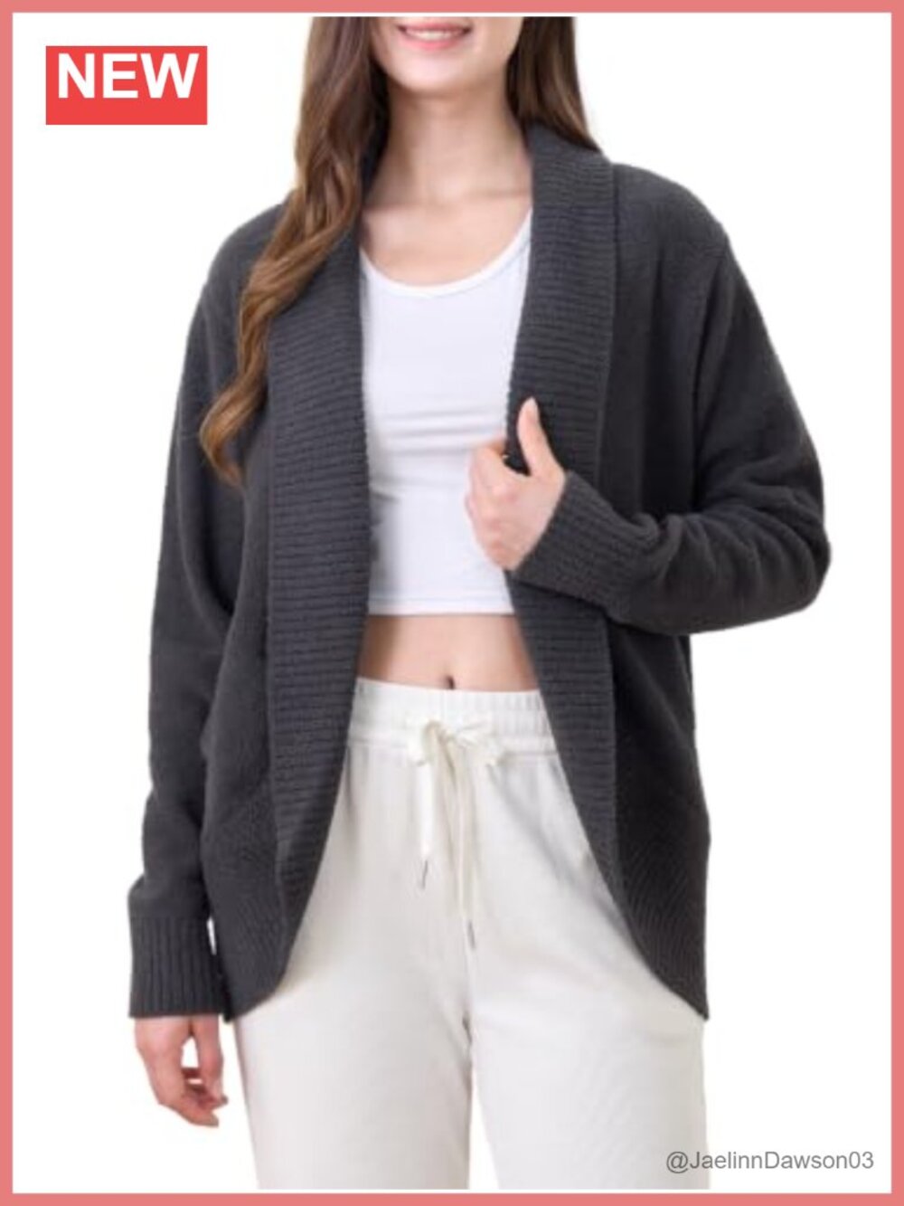 Shawl Neck Cardigan Sweater with Pockets Open Front Relaxed Fit